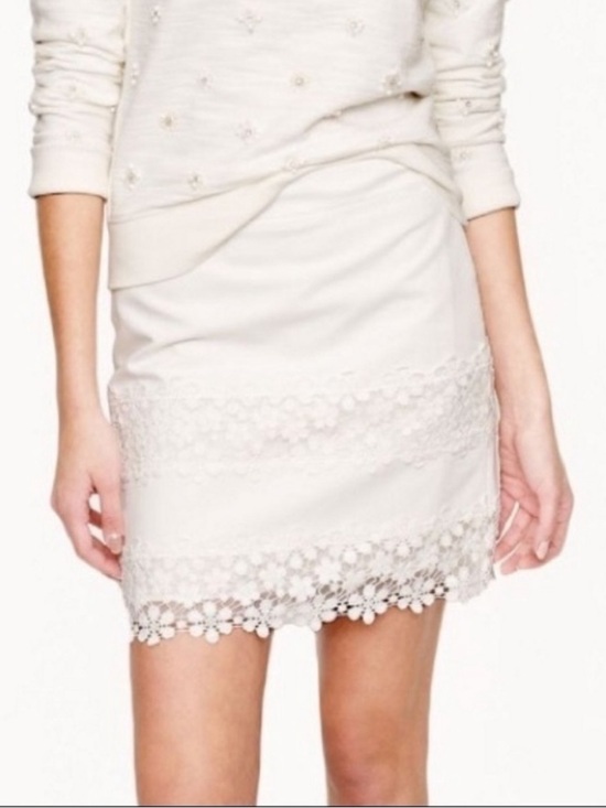 J. Crew Dresses & Skirts - J. Crew White Daisy Floral Lace Crochet Skirt, size 8